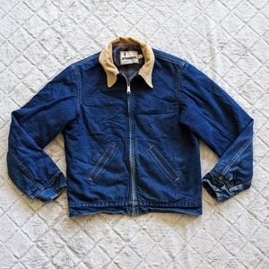 Vintage Roebucks Blanket Lined Denim Chore Coat Men’s Medium Full Zip